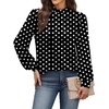 image:imageWIHOLL Long Sleeve Shirts for Women Mock Neck Tops Pleated Front Blouses Dressy Casual Spring Fall Clothes 2026 Fashion04  Black Polka Dot