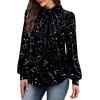 image:imageWIHOLL Long Sleeve Shirts for Women Mock Neck Tops Pleated Front Blouses Dressy Casual Spring Fall Clothes 2026 Fashion04  Black Star Print