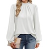 image:imageWIHOLL Long Sleeve Shirts for Women Mock Neck Tops Pleated Front Blouses Dressy Casual Spring Fall Clothes 2026 Fashion04  White