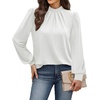 image:imageWIHOLL Long Sleeve Shirts for Women Mock Neck Tops Pleated Front Blouses Dressy Casual Spring Fall Clothes 2026 Fashion04  White