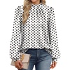 image:imageWIHOLL Long Sleeve Shirts for Women Mock Neck Tops Pleated Front Blouses Dressy Casual Spring Fall Clothes 2026 Fashion04  White Polka Dot