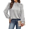 image:imageWIHOLL Long Sleeve Shirts for Women Mock Neck Tops Pleated Front Blouses Dressy Casual Spring Fall Clothes 2026 Fashion04  White Polka Dot