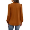 image:imageWIHOLL Long Sleeve Shirts for Women Mock Neck Tops Pleated Front Blouses Dressy Casual Spring Fall Clothes 2026 Fashion05  Caramel