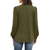 image:imageWIHOLL Long Sleeve Shirts for Women Mock Neck Tops Pleated Front Blouses Dressy Casual Spring Fall Clothes 2026 Fashion07  Army Green