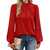 image:imageWIHOLL Long Sleeve Shirts for Women Mock Neck Tops Pleated Front Blouses Dressy Casual Spring Fall Clothes 2026 Fashion08  Red