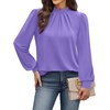 image:imageWIHOLL Long Sleeve Shirts for Women Mock Neck Tops Pleated Front Blouses Dressy Casual Spring Fall Clothes 2026 Fashion11  Purple
