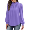image:imageWIHOLL Long Sleeve Shirts for Women Mock Neck Tops Pleated Front Blouses Dressy Casual Spring Fall Clothes 2026 Fashion11  Purple