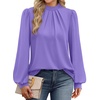 image:imageWIHOLL Long Sleeve Shirts for Women Mock Neck Tops Pleated Front Blouses Dressy Casual Spring Fall Clothes 2026 Fashion11  Purple