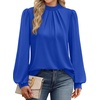 image:imageWIHOLL Long Sleeve Shirts for Women Mock Neck Tops Pleated Front Blouses Dressy Casual Spring Fall Clothes 2026 Fashion12  Blue
