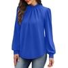 image:imageWIHOLL Long Sleeve Shirts for Women Mock Neck Tops Pleated Front Blouses Dressy Casual Spring Fall Clothes 2026 Fashion12  Blue