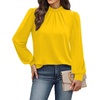 image:imageWIHOLL Long Sleeve Shirts for Women Mock Neck Tops Pleated Front Blouses Dressy Casual Spring Fall Clothes 2026 Fashion13  Yellow