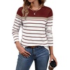 image:imageWIHOLL Long Sleeve Shirts for Women Stripe Tops Fall Fashion Outfits 2026  Womens TopsFall ClothesT shirtClothingTrendyTeacherSchoolCuteCozyDressyBohoWinterCowboy ChicBusiness CasualRed