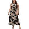 image:imageWIHOLL Summer Dresses Babydoll Maxi Dress Empire Waist Beach Vacation Sundresses 2026 with PocketsBlack Beige Tropical Leaves