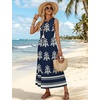 image:imageWIHOLL Summer Dresses Babydoll Maxi Dress Empire Waist Beach Vacation Sundresses 2026 with PocketsBoho Navy
