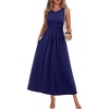 image:imageWIHOLL Summer Dresses Babydoll Maxi Dress Empire Waist Beach Vacation Sundresses 2026 with PocketsBold Navy