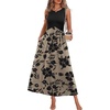 image:imageWIHOLL Summer Dresses Babydoll Maxi Dress Empire Waist Beach Vacation Sundresses 2026 with PocketsFloral Brown