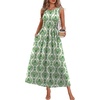 image:imageWIHOLL Summer Dresses Babydoll Maxi Dress Empire Waist Beach Vacation Sundresses 2026 with PocketsFloral Green