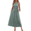 image:imageWIHOLL Summer Dresses Babydoll Maxi Dress Empire Waist Beach Vacation Sundresses 2026 with PocketsFloral Sage Green