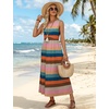 image:imageWIHOLL Summer Dresses Babydoll Maxi Dress Empire Waist Beach Vacation Sundresses 2026 with PocketsMultistriped