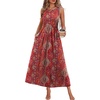 image:imageWIHOLL Summer Dresses Babydoll Maxi Dress Empire Waist Beach Vacation Sundresses 2026 with PocketsRed Boho Paisley Print