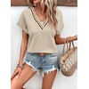 image:imageWIHOLL Summer Tops for Women 2026 Dressy Casual Short Sleeve Shirts Business Casual T Shirts Beach Vacation ClothesBeige Waves