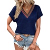 image:imageWIHOLL Summer Tops for Women 2026 Dressy Casual Short Sleeve Shirts Business Casual T Shirts Beach Vacation ClothesBlue Rainbow