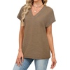 image:imageWIHOLL Summer Tops for Women 2026 Dressy Casual Short Sleeve Shirts Business Casual T Shirts Beach Vacation ClothesBrown