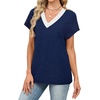 image:imageWIHOLL Summer Tops for Women 2026 Dressy Casual Short Sleeve Shirts Business Casual T Shirts Beach Vacation ClothesNavy Blue