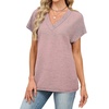 image:imageWIHOLL Summer Tops for Women 2026 Dressy Casual Short Sleeve Shirts Business Casual T Shirts Beach Vacation ClothesPink
