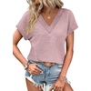 image:imageWIHOLL Summer Tops for Women 2026 Dressy Casual Short Sleeve Shirts Business Casual T Shirts Beach Vacation ClothesPink