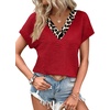 image:imageWIHOLL Summer Tops for Women 2026 Dressy Casual Short Sleeve Shirts Business Casual T Shirts Beach Vacation ClothesRed Leopard