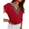 image:imageWIHOLL Summer Tops for Women 2026 Dressy Casual Short Sleeve Shirts Business Casual T Shirts Beach Vacation ClothesRed Leopard