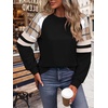 image:imageWIHOLL Sweatshirts for Women Crewneck Long Sleeve Loose Fit Tops Color Block Fashion 2026Black Grid