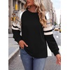 image:imageWIHOLL Sweatshirts for Women Crewneck Long Sleeve Loose Fit Tops Color Block Fashion 2026Black Grid