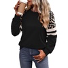 image:imageWIHOLL Sweatshirts for Women Crewneck Long Sleeve Loose Fit Tops Color Block Fashion 2026Black Leopard