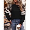 image:imageWIHOLL Sweatshirts for Women Crewneck Long Sleeve Loose Fit Tops Color Block Fashion 2026Black Leopard