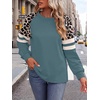 image:imageWIHOLL Sweatshirts for Women Crewneck Long Sleeve Loose Fit Tops Color Block Fashion 2026Cadetblue Leopard