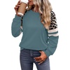 image:imageWIHOLL Sweatshirts for Women Crewneck Long Sleeve Loose Fit Tops Color Block Fashion 2026Cadetblue Leopard
