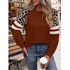 image:imageWIHOLL Sweatshirts for Women Crewneck Long Sleeve Loose Fit Tops Color Block Fashion 2026Caramel Leopard