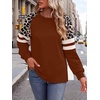image:imageWIHOLL Sweatshirts for Women Crewneck Long Sleeve Loose Fit Tops Color Block Fashion 2026Caramel Leopard