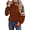 image:imageWIHOLL Sweatshirts for Women Crewneck Long Sleeve Loose Fit Tops Color Block Fashion 2026Caramel Leopard