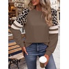 image:imageWIHOLL Sweatshirts for Women Crewneck Long Sleeve Loose Fit Tops Color Block Fashion 2026Coffee Leopard