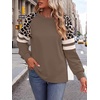 image:imageWIHOLL Sweatshirts for Women Crewneck Long Sleeve Loose Fit Tops Color Block Fashion 2026Coffee Leopard