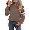image:imageWIHOLL Sweatshirts for Women Crewneck Long Sleeve Loose Fit Tops Color Block Fashion 2026Coffee Leopard