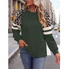image:imageWIHOLL Sweatshirts for Women Crewneck Long Sleeve Loose Fit Tops Color Block Fashion 2026Green Leopard