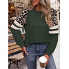 image:imageWIHOLL Sweatshirts for Women Crewneck Long Sleeve Loose Fit Tops Color Block Fashion 2026Green Leopard