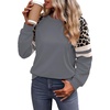 image:imageWIHOLL Sweatshirts for Women Crewneck Long Sleeve Loose Fit Tops Color Block Fashion 2026Grey Leopard