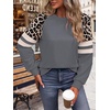 image:imageWIHOLL Sweatshirts for Women Crewneck Long Sleeve Loose Fit Tops Color Block Fashion 2026Grey Leopard