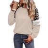 image:imageWIHOLL Sweatshirts for Women Crewneck Long Sleeve Loose Fit Tops Color Block Fashion 2026Khaki Leopard