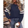 image:imageWIHOLL Sweatshirts for Women Crewneck Long Sleeve Loose Fit Tops Color Block Fashion 2026Navy Blue Leopard